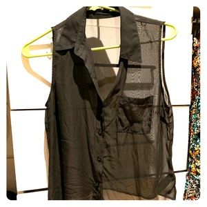 Forever 21 Sexy Sheer Black top with tie bottom